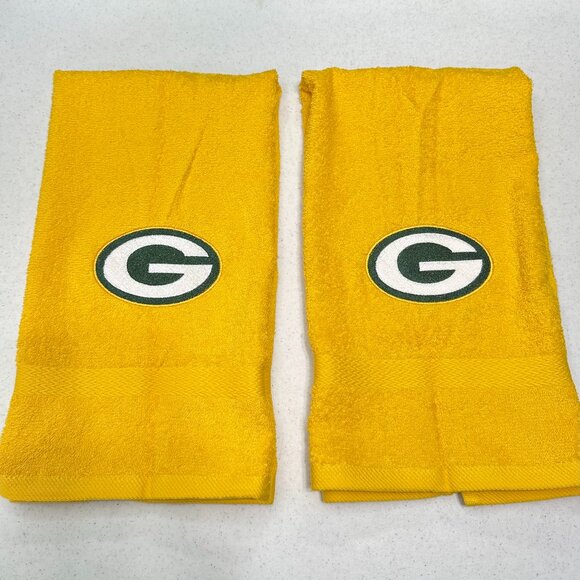 Green Bay Packers Towels Embroidered Hand Towel Set Green Gold Bathroom Decor - Picture 3 of 5